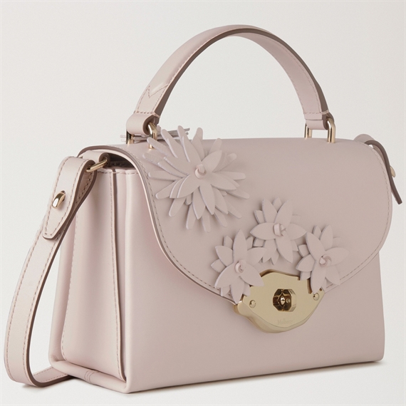 Mulberry Small Lana Top Handle Blossom Pink High Gloss Leather & Flowers